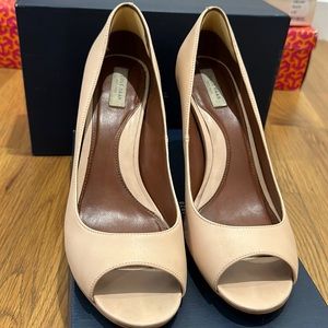 Cole Haan Fair Haven nude leather open toe pumps